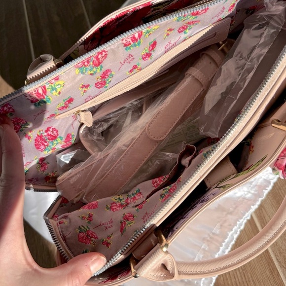 Betsey Johnson Cream Satchel with Floral Scarf - Picture 9 of 9